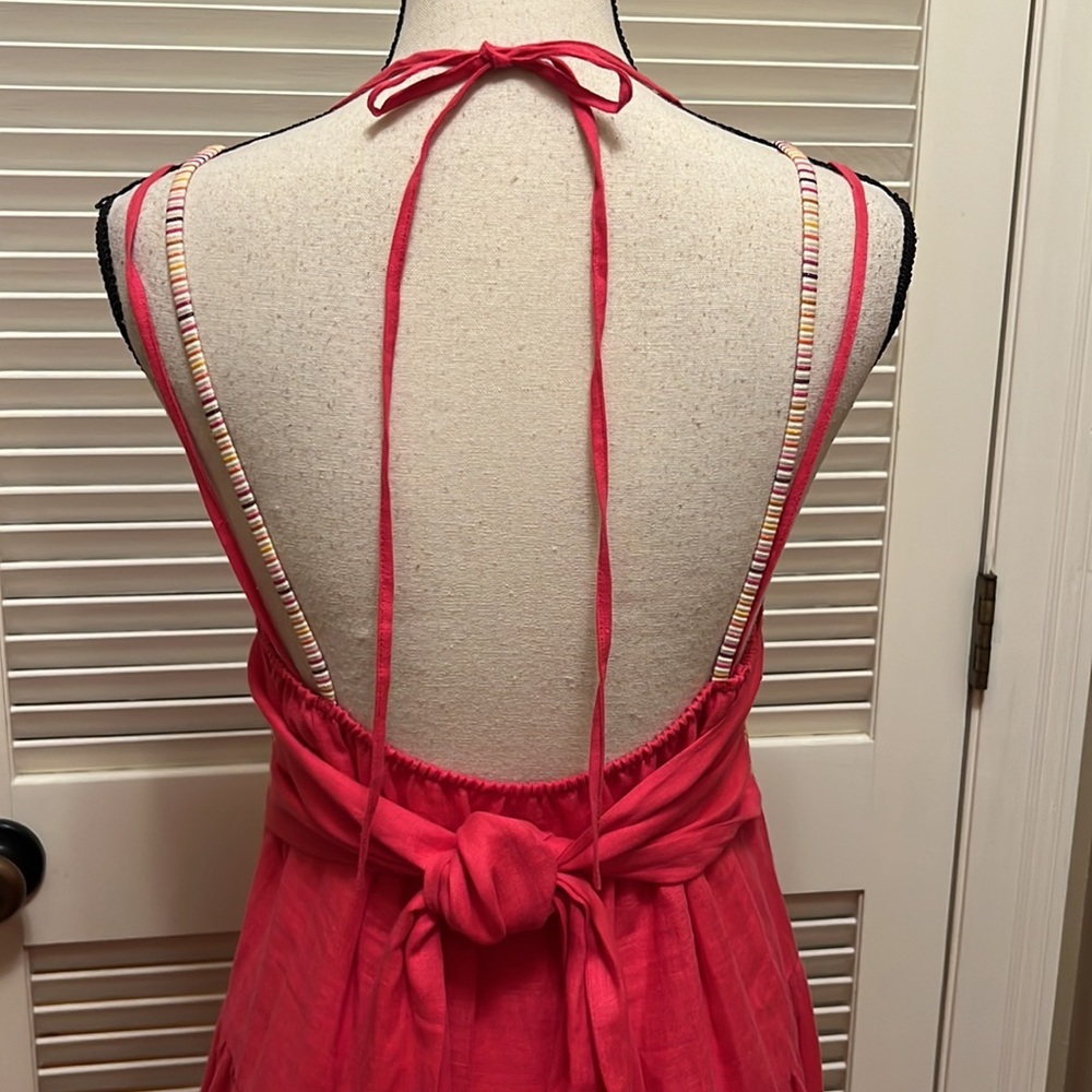 135. SFIZIO Linen Maxi Dress In Raspberry, Size Medium - Picture 13 of 17